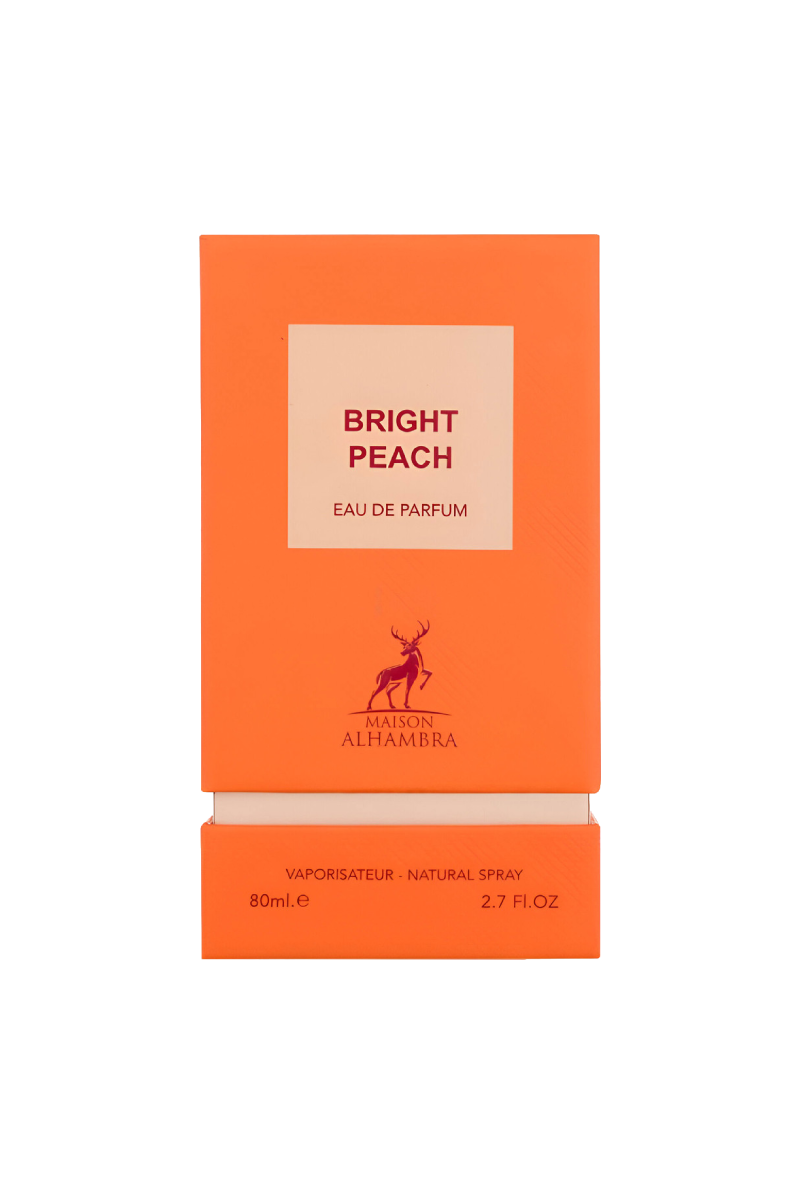 PERFUME BRIGHT PEACH – MAISON ALHAMBRA – EAU DE PARFUM – 80ML – UNISEX caja